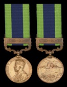 India General Service 1908-35, 1 clasp, Abor 1911-12, bronze issue (476 Cooly Saharman Limbu No 1 Gurkhali Carr....