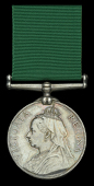 Volunteer Force Long Service Medal, V.R. (Pte. J. Foreman. 1st V.B. S.R.) engraved naming, toned, generally good...