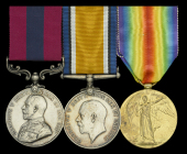 A Great War 1918 ‘Western Front’ D.C.M. group of three awarded to Private J. T. Hunt, 12th (Service) Battalion...