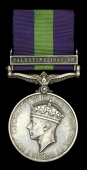 General Service 1918-62, 1 clasp, Palestine 1945-48 (Capt. B. J. E. Morphew. Suffolk.) rank officially corrected,...