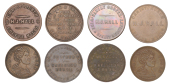 New Zealand, CHRISTCHURCH, Gaisford & Edmonds, Penny, 1875 (G 80; A 142); H.J. Hall, Pennies (3), undated (G 92,...