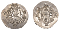 Tabaristan, Jarir, Half-Drachm, tpwrstan (Tabaristan) 136pye, 1.96g/9h (Malek 95; A 63; ICV 110). Extremely fine,...