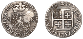 Mary (1542-1567), First period, Testoon, type IIIb, 1558, mm. small crown on rev. only, wide low-arched crown, no...