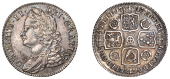 George II (1727-1760), Shilling, 1743, roses (ESC 1720; S 3702). Minor flecking within field, good very fine, toned	...