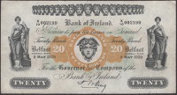 Bank of Ireland, £20, 9 May 1929, serial number X/10 002199, Craig signature, lightly pressed, nevertheless an...