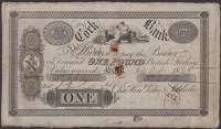 Cork Bank, for Charles Henry Leslie & John Leslie, £1, 24 October 1825, serial number 882, John Leslie signature,...