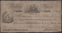 Mallow Bank, for Robert de la Cour and Richard Jonson Cuthbert, 30 Shillings, 2 June 1820, serial number 17413, J.H....
