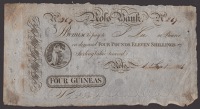 Ross Bank, 3 Guineas (3 Pounds, 8 Shillings and 3 Pence), 1 November 1814, serial number 285, 4 Guineas, (4 Pounds,...