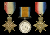 Pair: Private E. S. Goddard, Suffolk Regiment
1914 Star (3-8074 Pte E. S. Goddard. 2/Suff: R.); British War Medal...