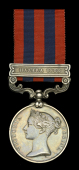 India General Service 1854-95, 1 clasp, Hazara 1888 (276 Pte J. Button 1st Bn Suff. R.) toned, suspension slack,...