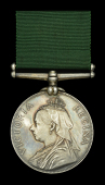 Volunteer Force Long Service Medal, V.R. (Sergt. T. Shallow. 3. Vol. Batt: Suff: Regt) engraved naming, toned, good...