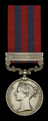 India General Service 1854-95, 1 clasp, Hazara 1888 (477 Pte H. Mathews 1st Bn. Suff R.) suspension slack, otherwise...