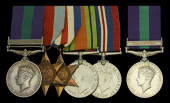 Five: Private H. D. Miller, Suffolk Regiment
General Service 1918-62, 1 clasp, Palestine (5824582. Pte. H. D....