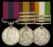 A Boer War D.C.M. group of three awarded to Sergeant, later Lieutenant, P. C. Jonas, 43rd (Suffolk) Company, 12th...