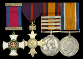 An unusual Boer War D.S.O., Great War 1918 O.B.E. group of four awarded to Lieutenant Colonel C. P. Crane, 12th...