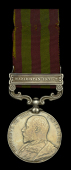 India General Service 1895-1902, 1 clasp, Waziristan 1901-2 (4841 Pte W. H. Saunders 2d Suffolk.) mounted for wear,...