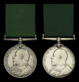 Volunteer Force Long Service Medal, E.VII.R. (2) (3125 C. Sjt. C. Hutchins. 2/V.B. Suffolk Regt; 2848 Pte H....