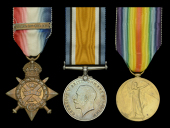 Three: Private W. T. Howe, Suffolk Regiment

1914 Star, with clasp (3-9352 Pte W. T. Howe. 2/Suff: R.); British...