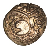 NORTHERN GAUL, Aulerci Eburovices, gold Hemistater, 1st century BC, diademed head left with large, heavy cheek and wi...