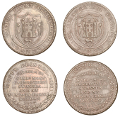 CARMARTHENSHIRE, Carmarthen, William Moss, Pennies, 1813 (2), town arms, revs. legend in 8 lines within wreath,...