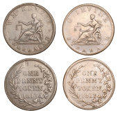 Co LONDONDERRY, Coleraine, William McKenzie, Penny, 1813, 16.58g/12h (W 1800); Co TYRONE, Strabane, Gerard Irvine,...
