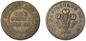 JERSEY, GUERNSEY and ALDERNEY, Penny, 1813, value, rev. Prince of Wales’ feathers, edge grained, 18.94g/12h (W...