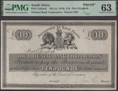 Oriental Bank Corporation, obverse proof £10, Port Elizabeth, ND (c.1873), no serial number or signature, pencil...
