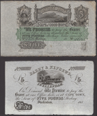Montagu Bank, remainder £5, 1860, serial number 2276, and Barry & Nephews, Swellendam, unissued £5, 185-, first...