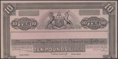 Cape Uniform Banknotes, South Africa, obverse uniface proof for £10, ND (1891), black on light pink paper, lower...