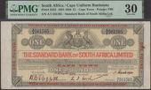Standard Bank of British South Africa Limited, £1, stamped date 1 March 1920, serial number A/1 561505, two stamped...