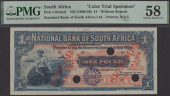 National Bank of South Africa, Natal issue, colour trial £1, ND (1900-20), no serial number or signatures, red...