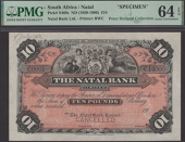 Natal Bank Limited, South Africa, printers archival specimen £10, 19-, serial number range C9001 to C14000,...