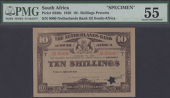 Netherlands Bank of South-Africa, specimen 10 Shillings, ND (1920), serial number 0000, star-shaped cancellation...