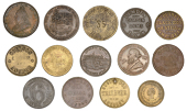 Borough of Barnet: Hendon, Old Welsh Harp, W[illiam] Warner, zinc Ninepence, copper Twelve Pence, both 28mm (Hayes...