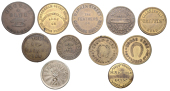 Borough of Camden: Bloomsbury, Hope, J[ohn] Hill, brass Threepence by Twist (H 151, description incomplete);...