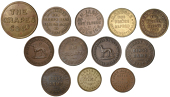 Borough of Southwark: Bermondsey, Old Bunch of Grapes, L. Lazarus, brass Fourpence, 24mm (H 331); Dulwich, The...
