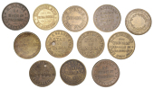 Borough of Southwark: Bankside, Watermans Arms, W[illiam] Barnes, brass Twopences by Smith (2), both 27mm, one...