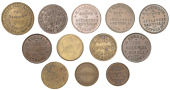 City of Westminster: Berkeley Square, Coach and Horses, C[hristopher] Catchpole, coated brass Penny by Taylor, 28mm...