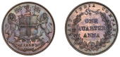 The Uniform Coinage of India, East India Company, Victoria, original copper Proof Quarter-Anna, 1858 [1859-62], by...