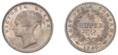 The Uniform Coinage of India, East India Company, Victoria, silver Quarter-Rupee, 1840, type I [A/IV], Calcutta,...