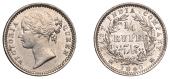 The Uniform Coinage of India, East India Company, Victoria, silver Quarter-Rupee, 1840 [1850-5], type II [B/II],...