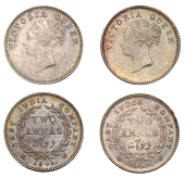 The Uniform Coinage of India, East India Company, Victoria, silver 2 Annas (2), both 1841, type I [A/I], Calcutta,...