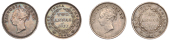 The Uniform Coinage of India, East India Company, Victoria, silver 2 Annas (2), both 1841, type I [C/II], Madras,...