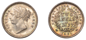 The Uniform Coinage of India, East India Company, Victoria, early silver Proof restrike 2 Annas, 1841 [1850+], type...