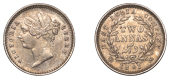 The Uniform Coinage of India, East India Company, Victoria, silver 2 Annas, 1841 [1850-5], type II [B/I], Madras,...