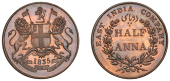 The Uniform Coinage of India, East India Company, Victoria, original copper Proof Half-Anna, 1835 [1844+], type...