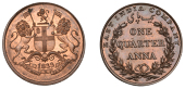 The Uniform Coinage of India, East India Company, temp. Victoria (?), original copper Pattern mule Quarter-Anna,...