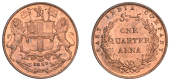 The Uniform Coinage of India, East India Company, Victoria, copper Quarter-Anna, 1858 [1860], type B/I, by J. Watt &...