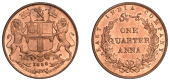 The Uniform Coinage of India, East India Company, Victoria, copper Quarter-Anna, 1858 [1860], type B/I, by J. Watt &...