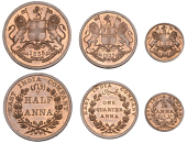 The Uniform Coinage of India, East India Company, Victoria, original Proof set, 1835 [1845+], Calcutta, comprising...